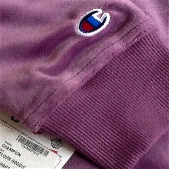 new Size EXTRA SMALL Champion Women's Velour Hoodie in MIDNIGHT ASTER PINK color - Picture 7 of 8